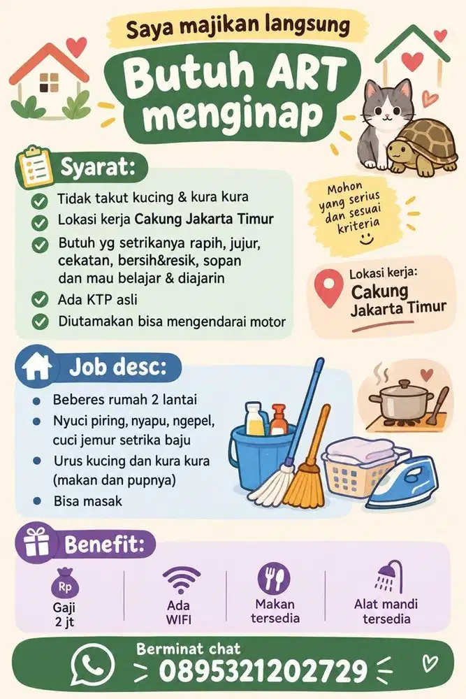 Butuh ART menginap cakung