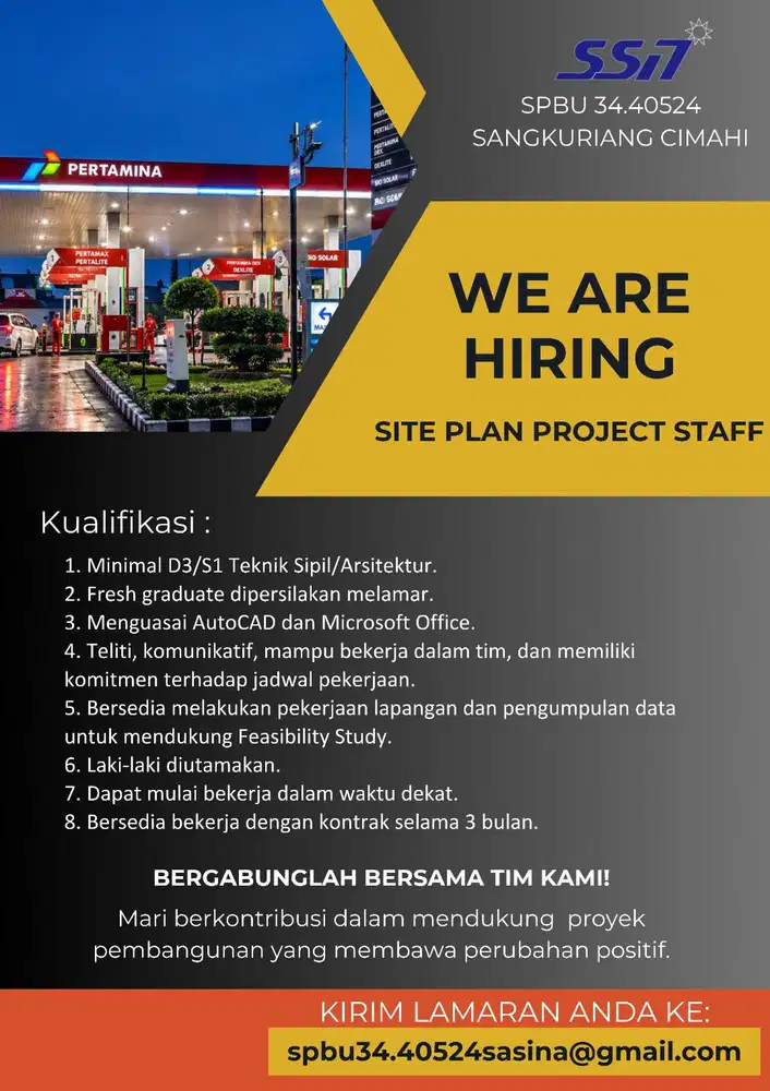 Lowongan Pekerjaan Site Project Plan Staff SPBU 34.40524