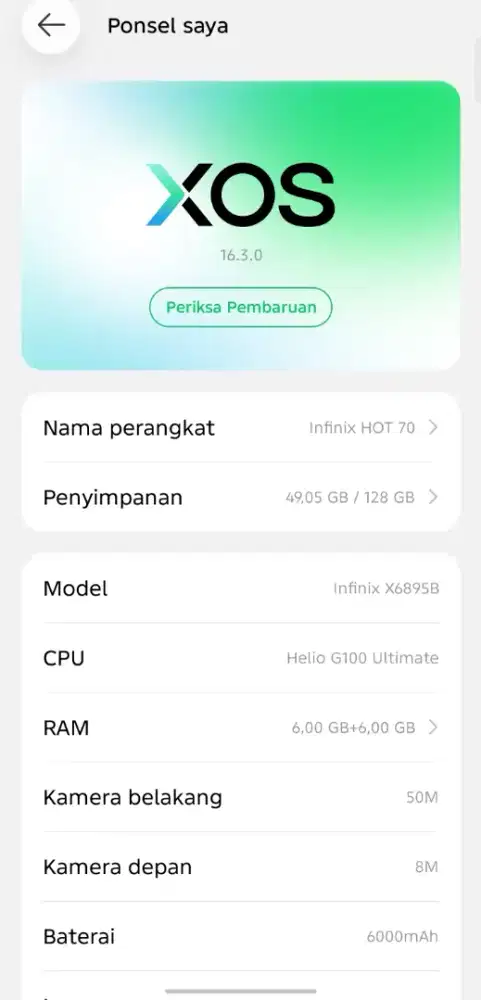 INFINIX HOT 70 6/128 FULLSET