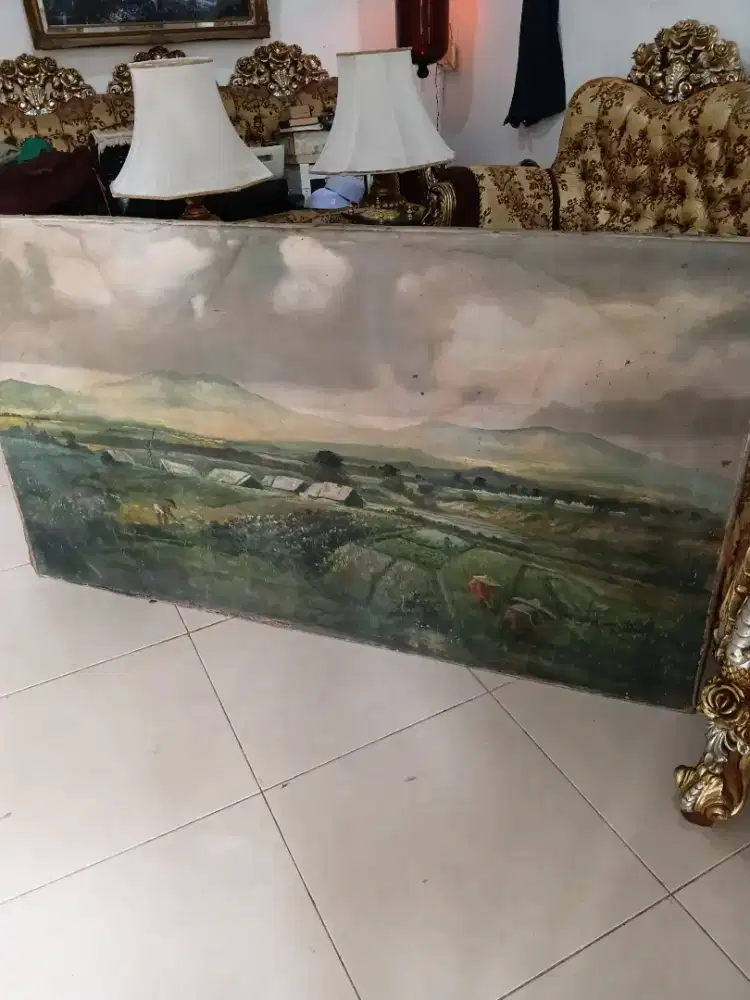 JUAL CEPAT & MURAH LUKISAN TUA ADA TTD SAMAR SAMAR S.SUDJOJONO 90X150