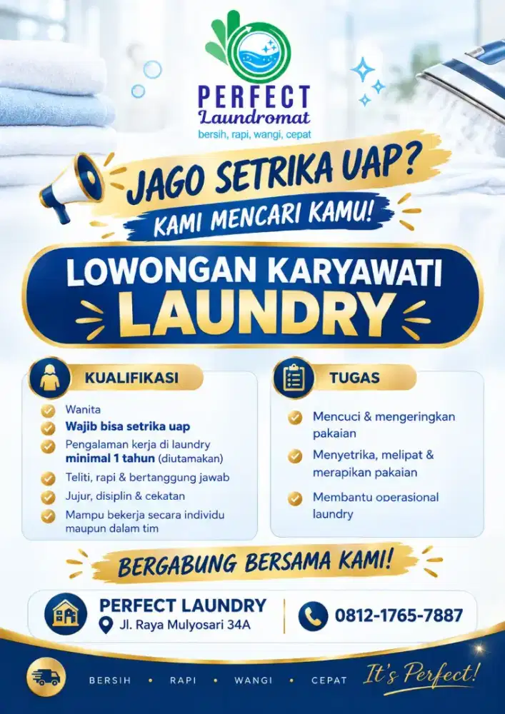 LOWONGAN KERJA KARYAWATI LAUNDRY