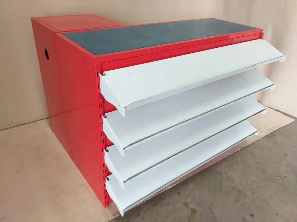 MEJA KASIR TYPE ALFA PLAT BESI P. 125 CM HARGA MURAH BISA CUSTOM