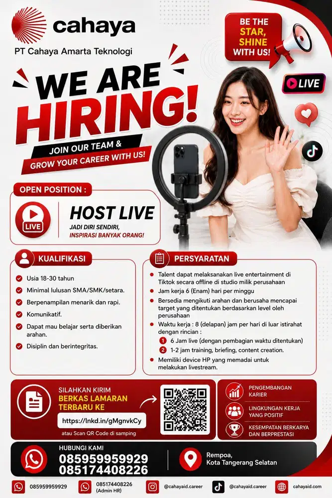 WE ARE HIRING - HOST LIVESTREAM (NON HIJAB)
