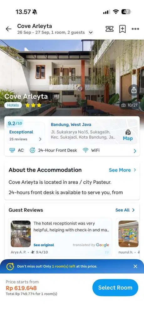 Tiket hotel Cove Arleyta