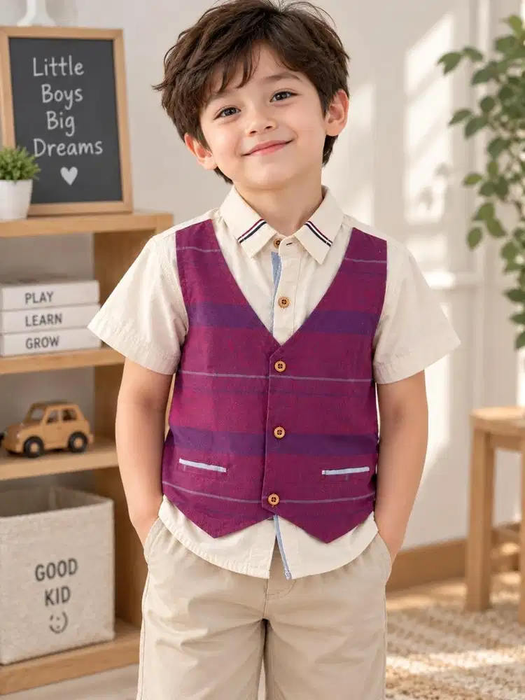 Kemeja atasan baju two color anak laki laki