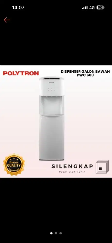 DISPENSER GALON BAWAH POLYTRON PWC-600 PWC 600 PWC600 LOW WATT
