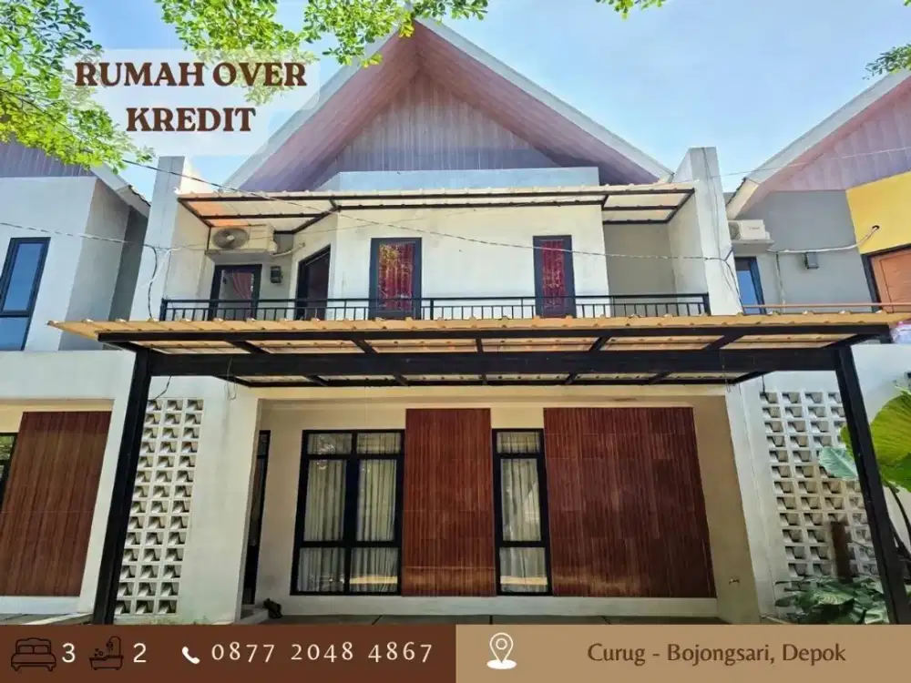 Rumah 2LT OVER KREDIT 90JT dkt Tol Gaplek di Curug Bojongsari Depok
