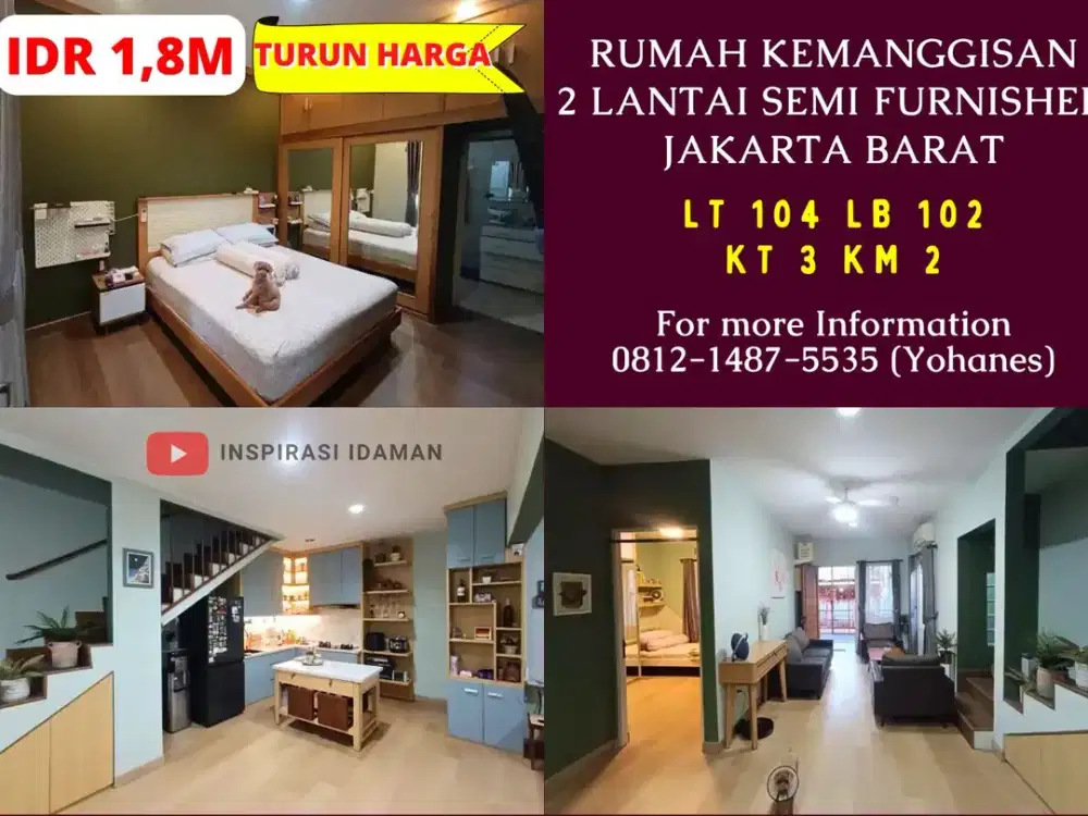 Rumah Kemanggisan 2 Lantai Semi Furnished Jakarta Barat