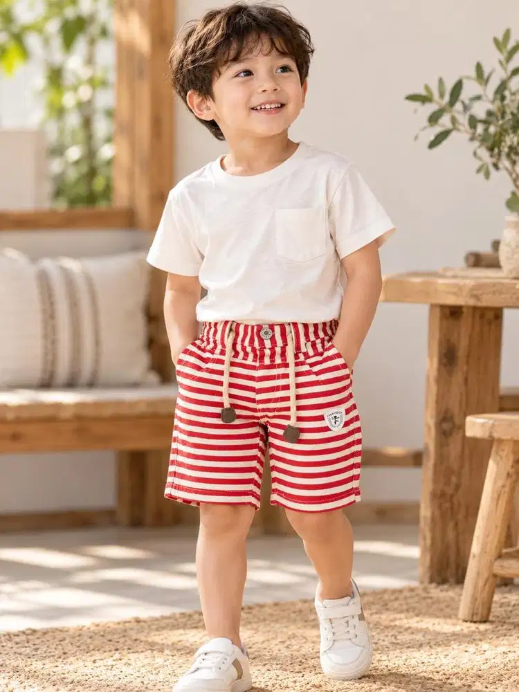 Celana pendek short pants anak laki laki striped merah red