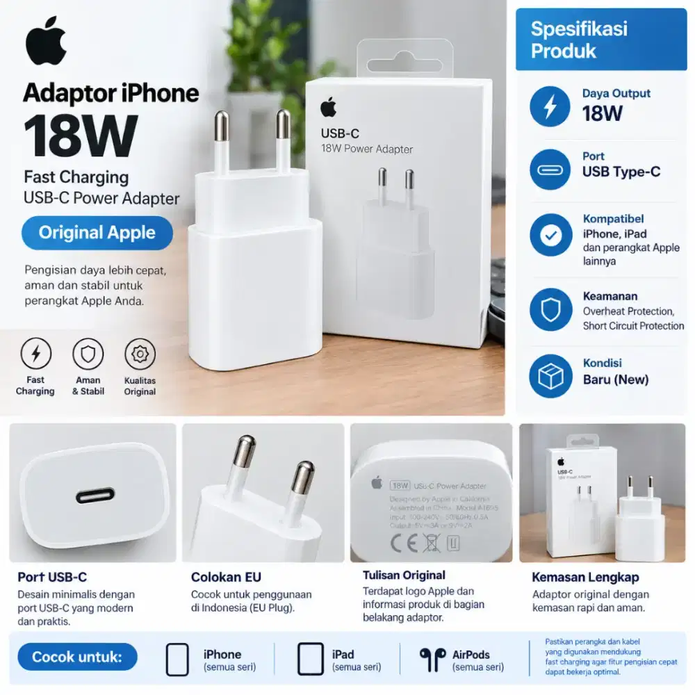 Adapter iPhone 18W Baru Fast Charging