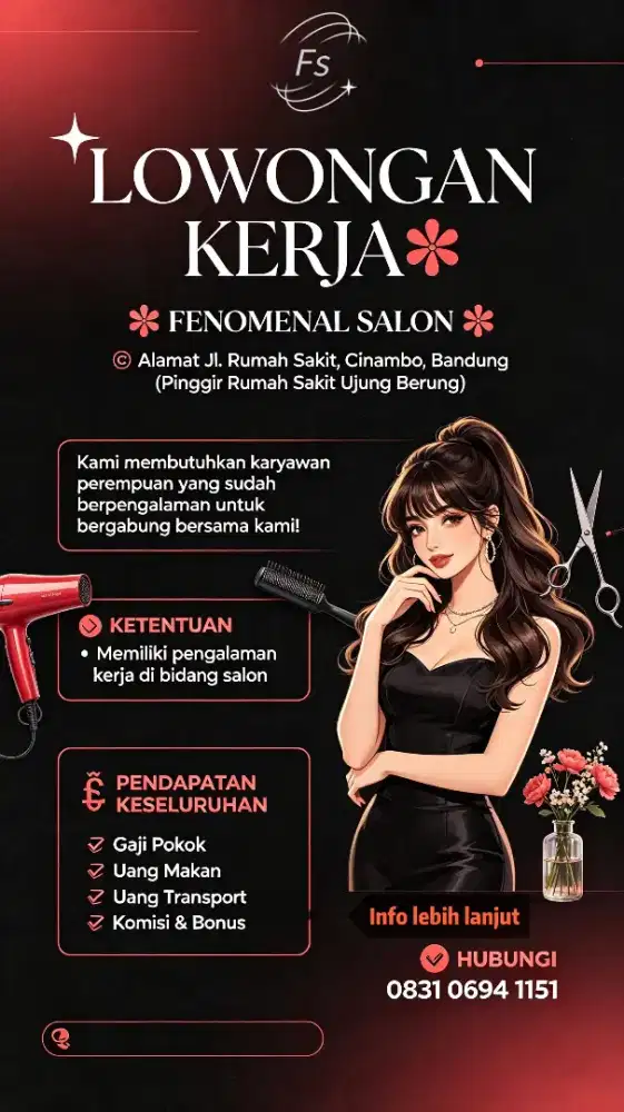 Lowongan kerja Salon stylist/terapis