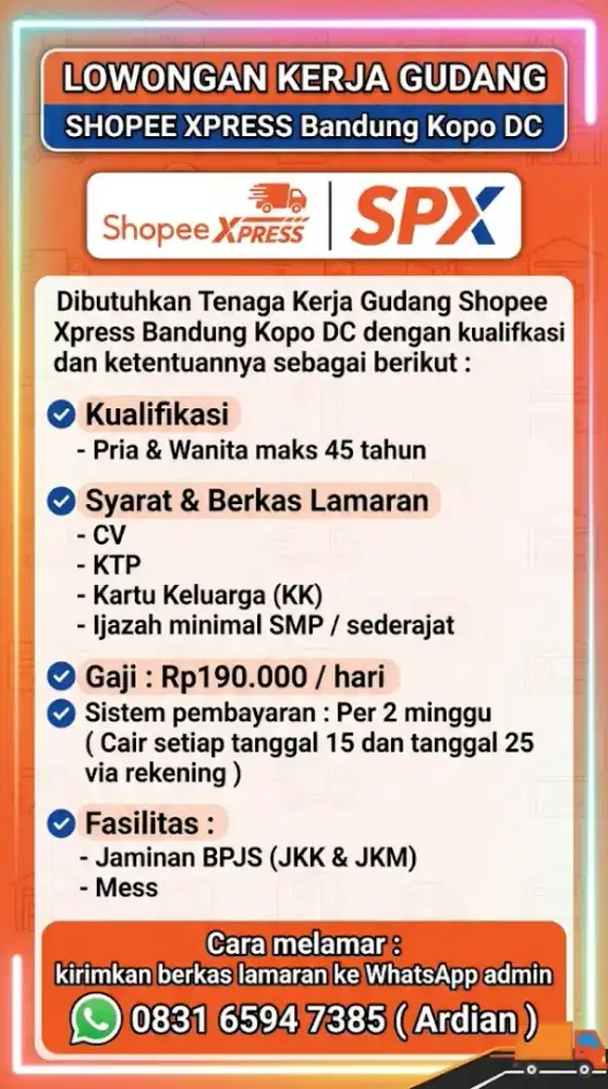 Lowongan Kerja Gudang Shopee Bandung Kopo DC