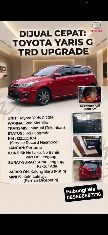 All New Yaris 2016 Merah Tangan Pertama