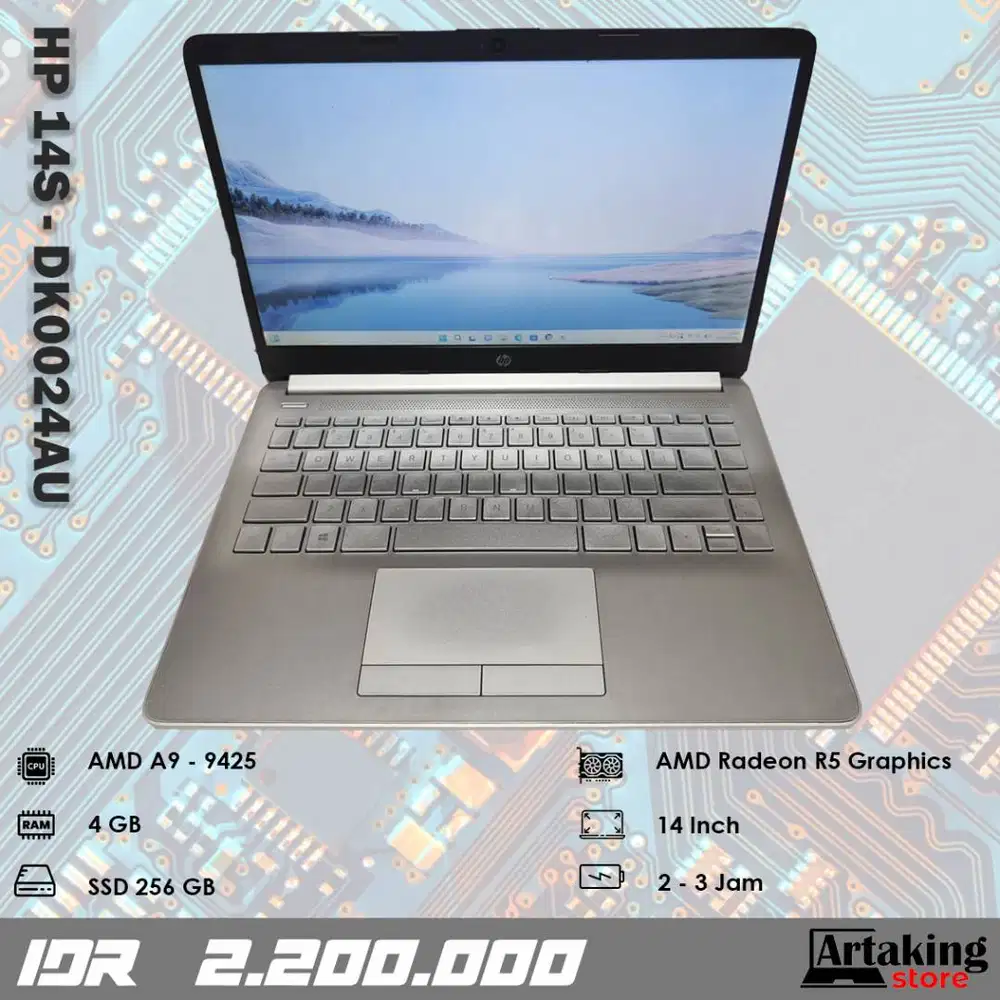 Hp 14s - dk0024AU - AMD A9 - Ram 4 GB - SSD 256 GB