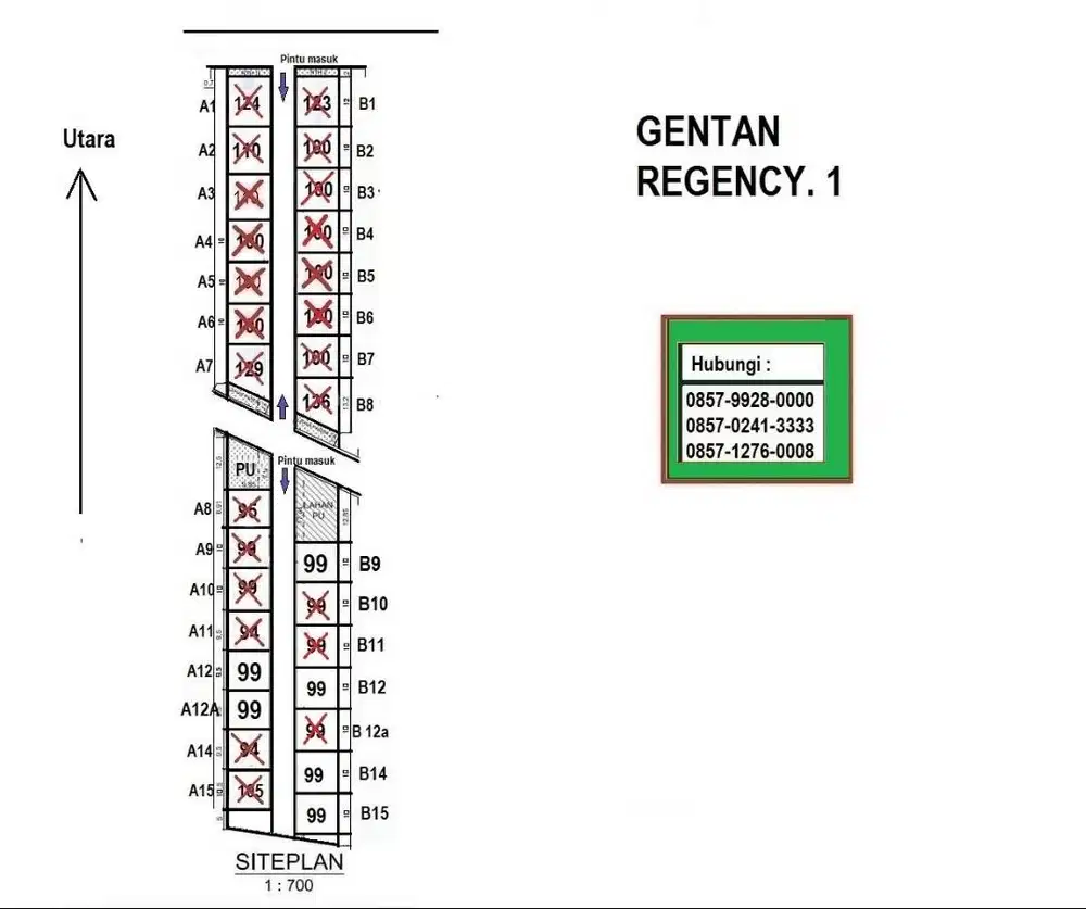 Paling depan masih ada, Jual Tanah & Rumah murah di Blkng Luwes Gentan