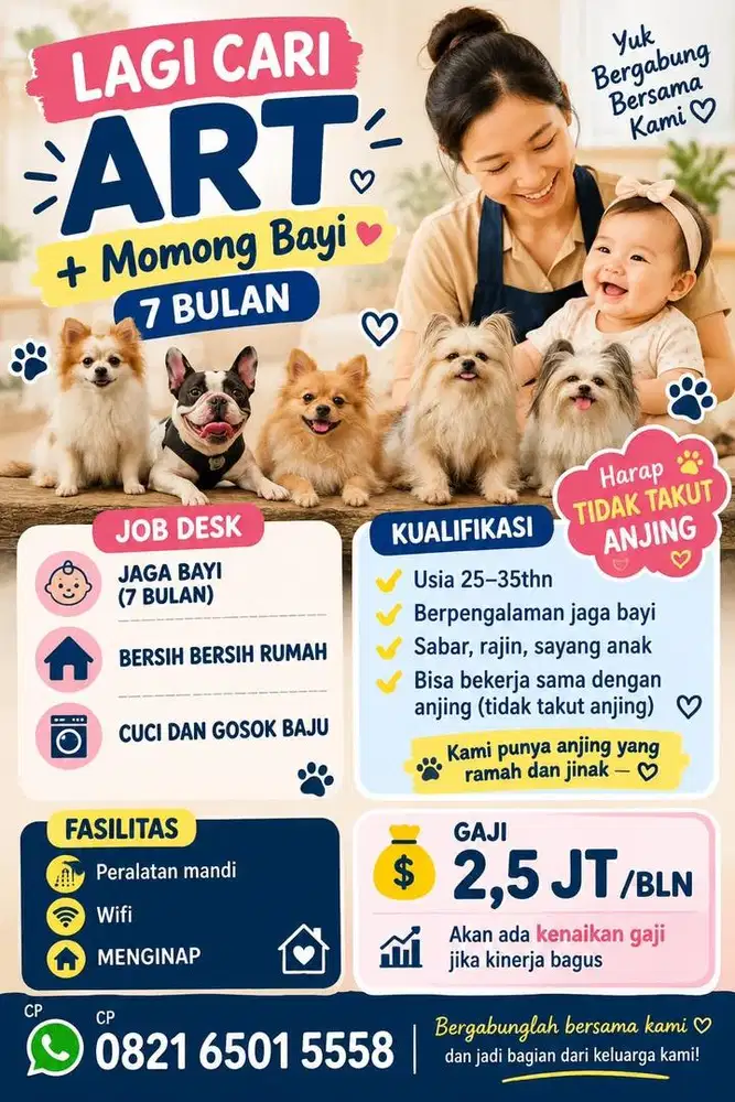 Dibutuhkan ART + MOMONG BAYI 8 BULAN