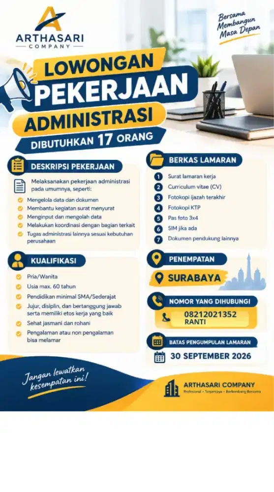 membutuhkan karyawan secepatnya