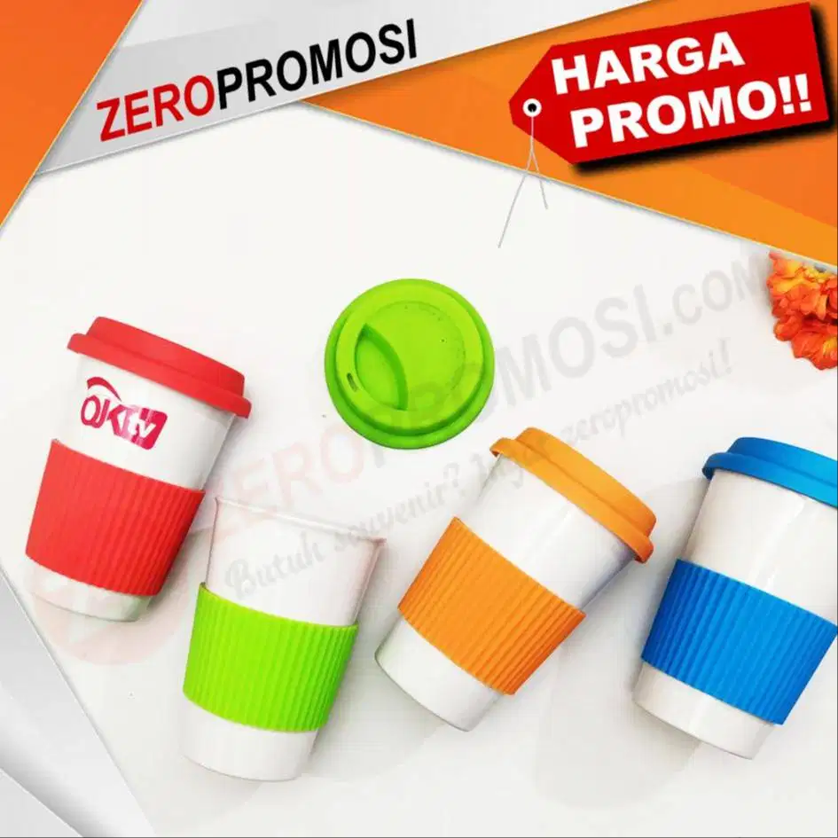 Mug Keramik Rainbow 450 ml dengan Pilihan Warna Karet