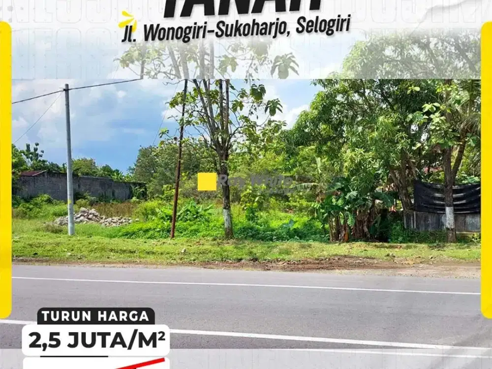 Dijual Tanah Strategis Pinggir Jalan Utama Wonogiri Sukoharjo Nguter Solo