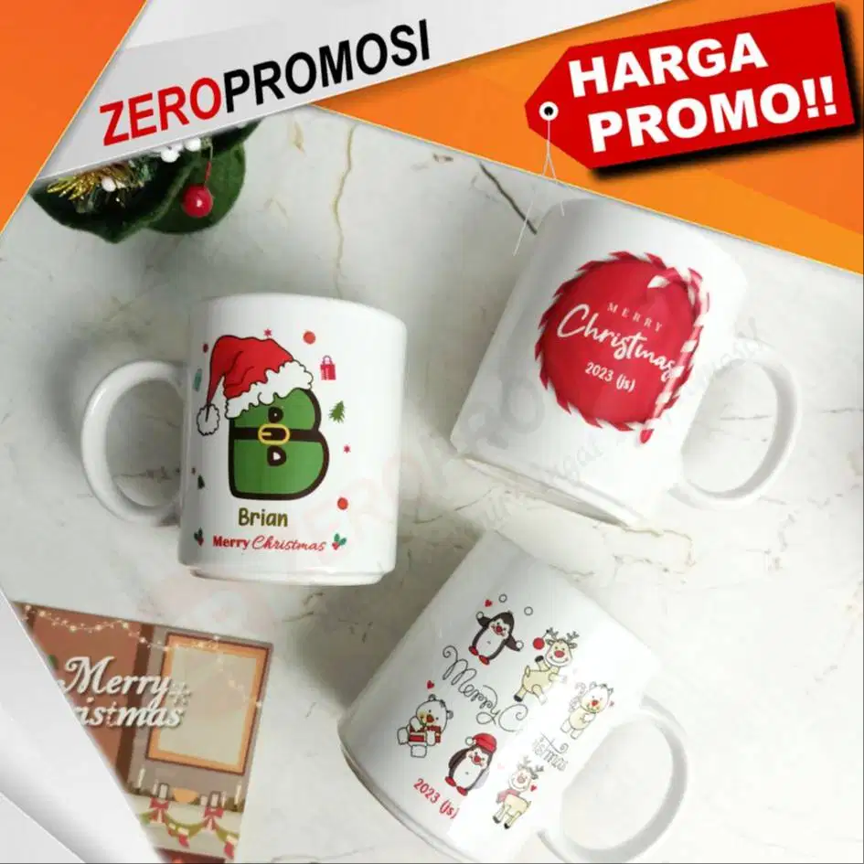 Mug Custom Tema Natal untuk Souvenir Acara dan Hadiah