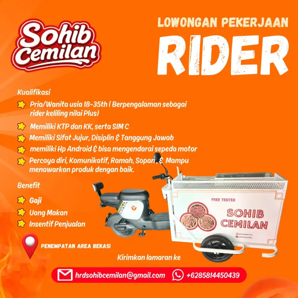 LOWONGAN KERJA RIDER SNACK KELILING AREA BELASI