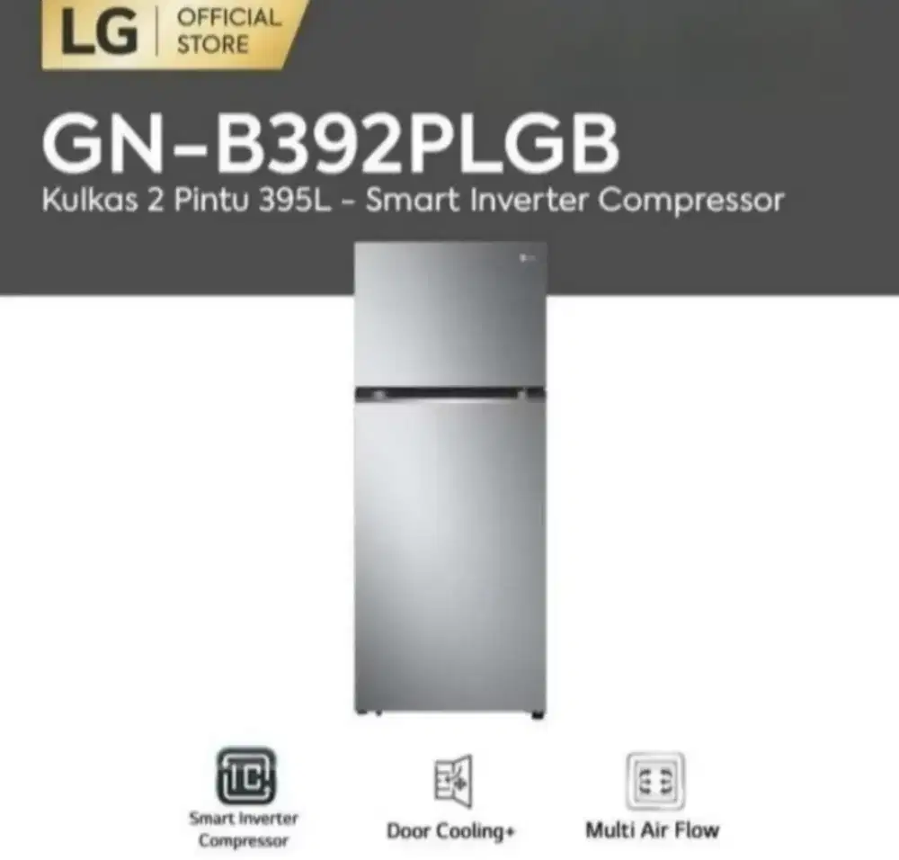 KULKAS 2 PINTU LG SMART INVERTER GN-B392PLGB