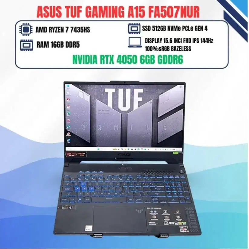 ASUS TUF GAMING A15 FA507NU AMD RYZEN 7 7435HS NVIDIA RTX 4050 RAM 16G