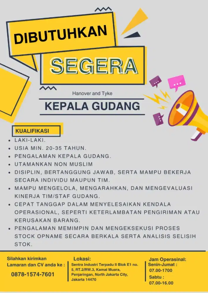 LOWONGAN KEPALA GUDANG