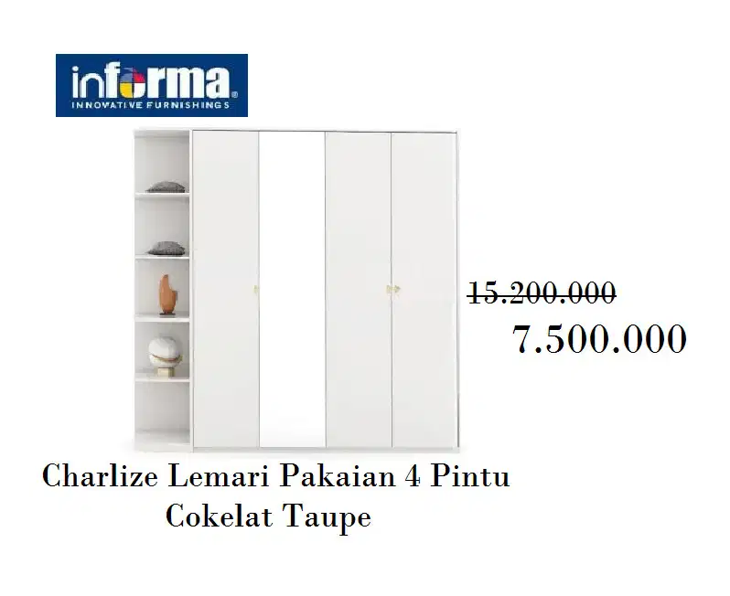 INFORMA Charlize Lemari Pakaian 4 Pintu - Cokelat Taupe