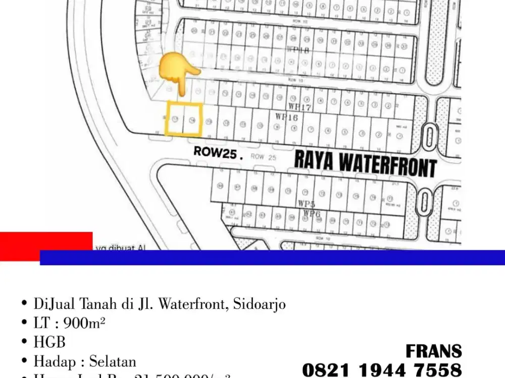DiJual Tanah di Jl. Waterfront, di Sidoarjo
