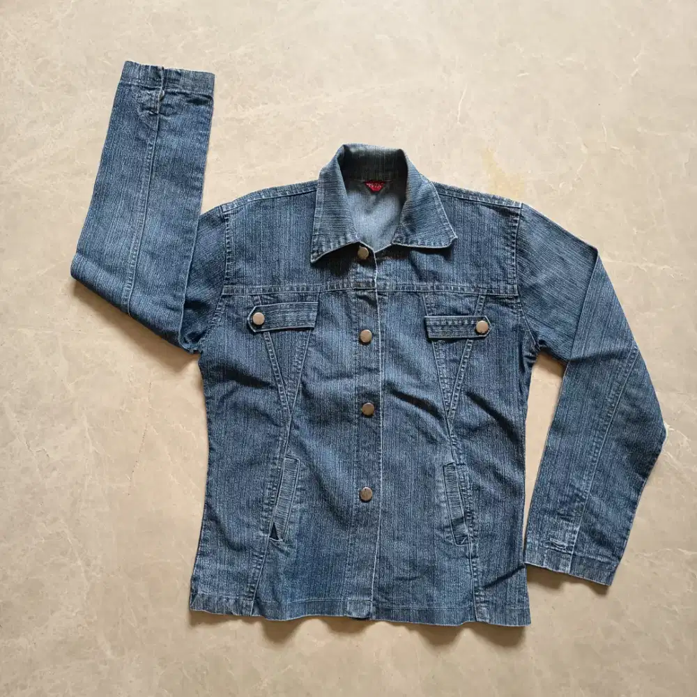 Jaket Givins Blue Jeans Denim LD92cm PB58cm Wanita Casual Vintage