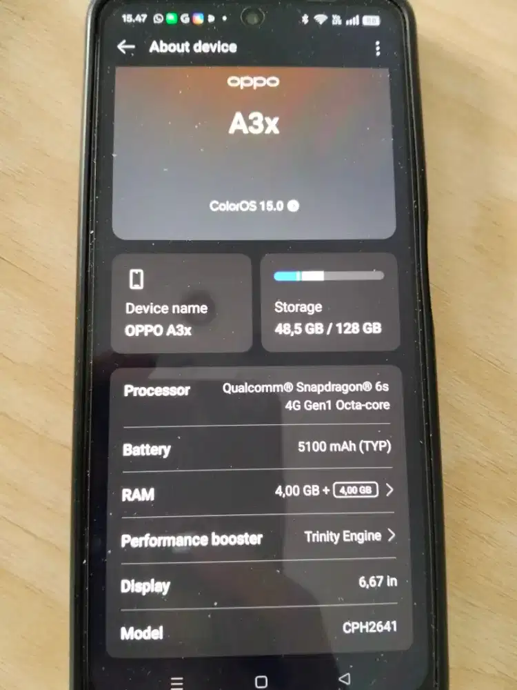 Dijual OPPO A3X kap 4GB/128 GB lengkap