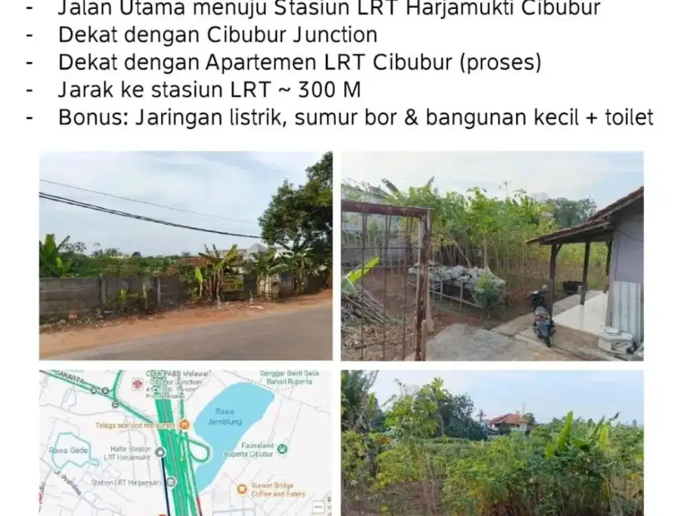 Dijual Tanah Kavling Cibubur Dekat LRT Harjamukti
