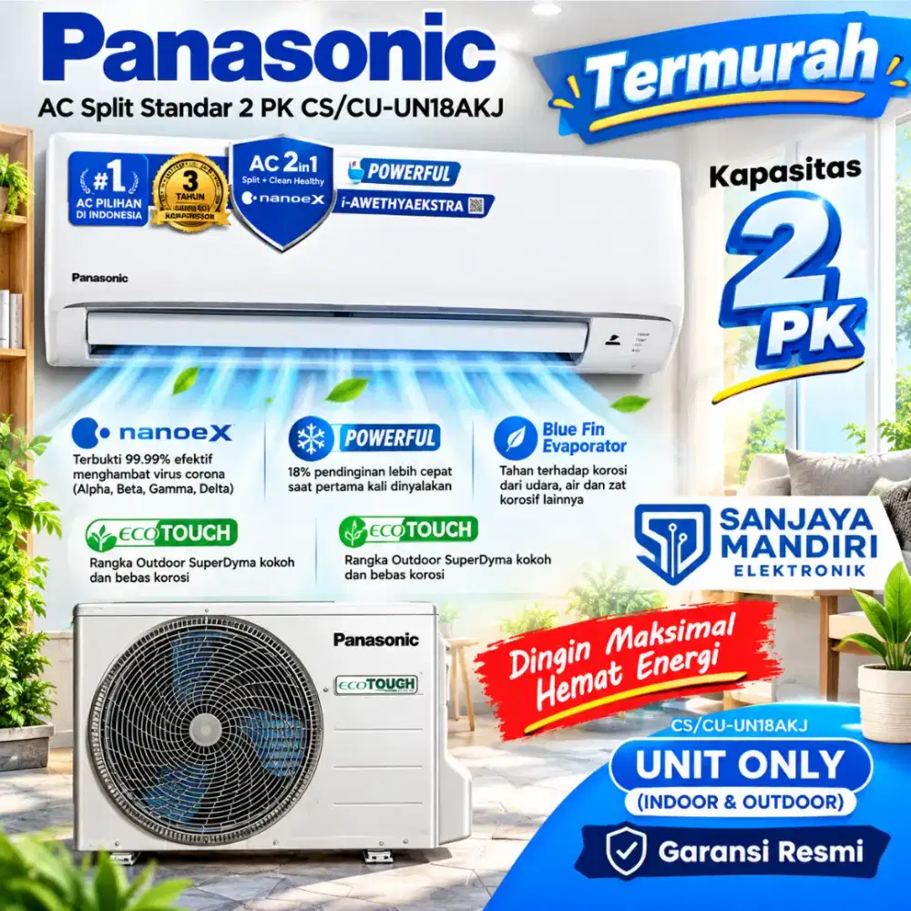 PANASONIC AC SPLIT 2 PK ECO TOUGH NANOE-X ANTI BAKTERIA R32 BlueFin