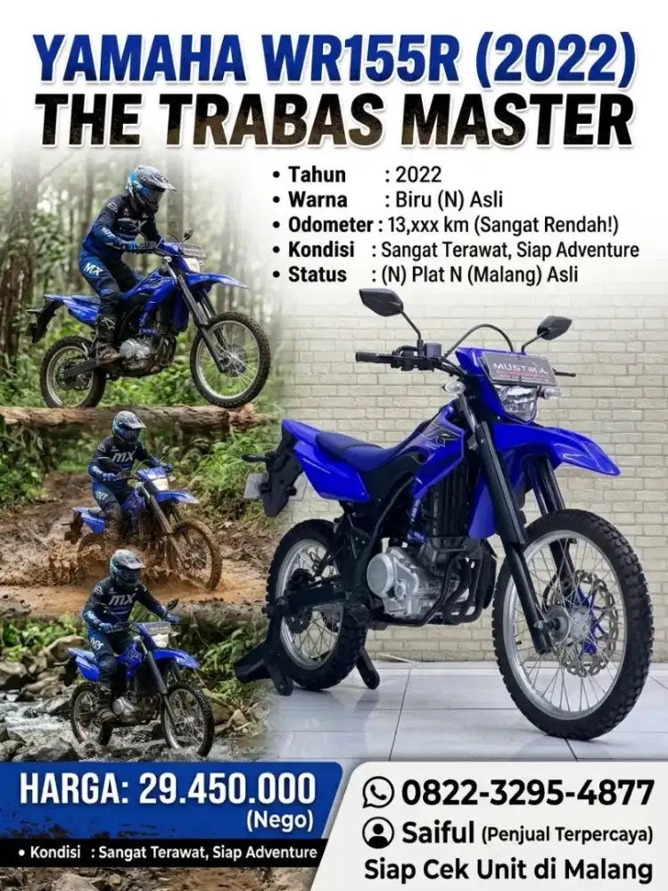 Perfect Condition!!Yamaha WR155cc 2022 N Asli Warna Favorit-Mustika