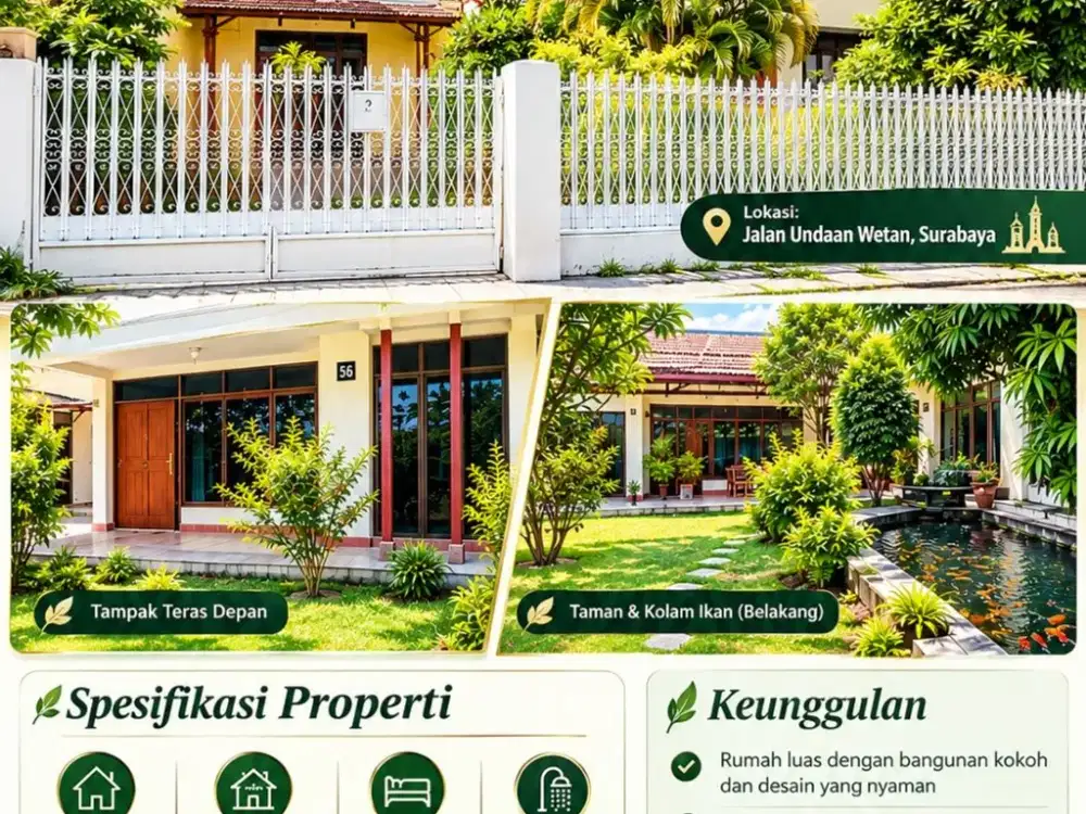 CA1266 DIJUAL RUMAH BESAR 1 LT PUSAT KOTA SHM DI UNDAAN WETAN SURABAYA