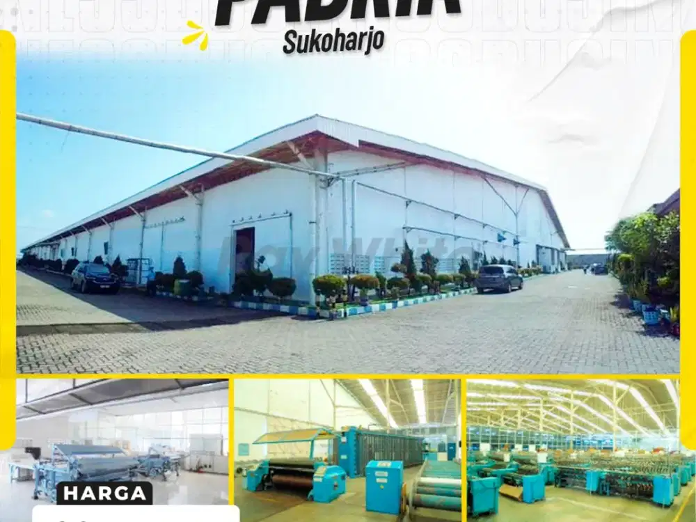 Dijual Pabrik Beserta Mesin Produksi Textil Siap Beroperasi di Sukoharjo, Jawa Tengah