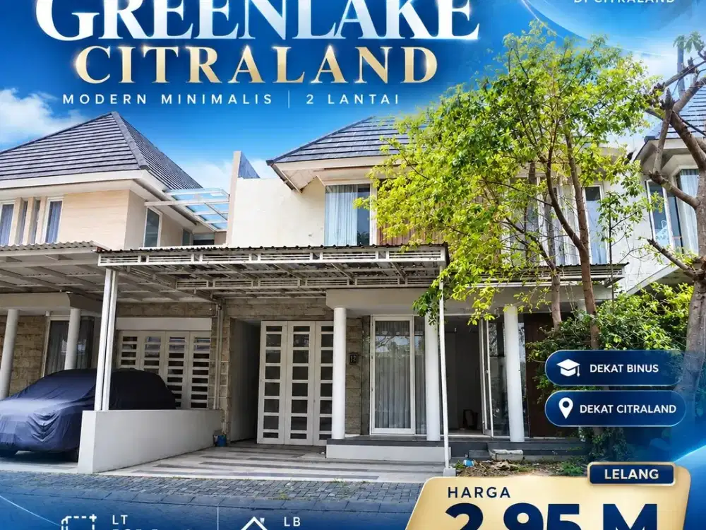 Dijual Murah Lelang Rumah 2lt Citraland Greenlake Modern Minimalis
