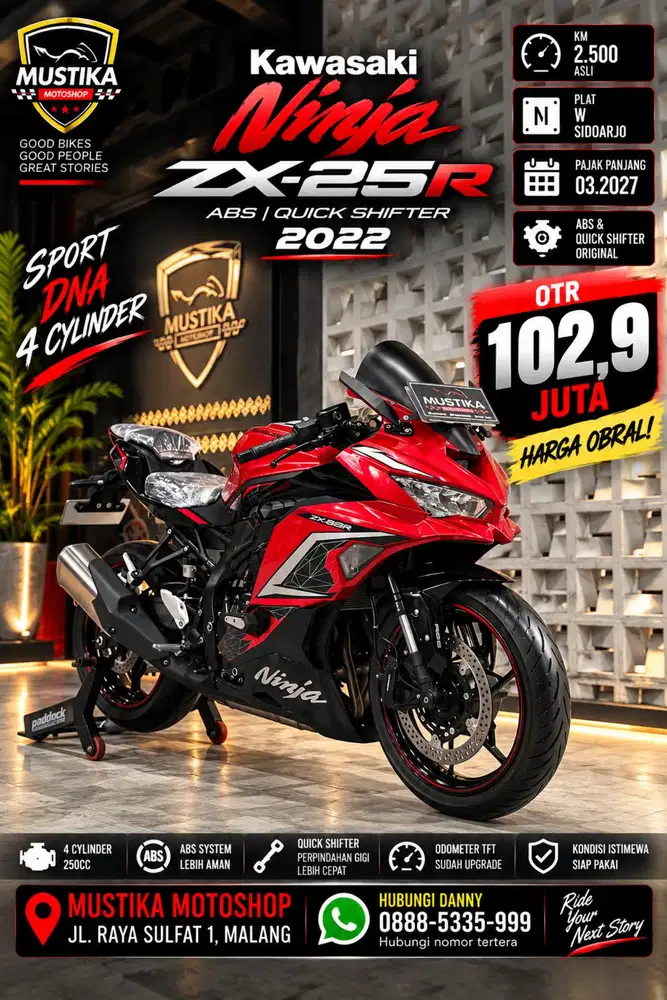 Like New‼️Harga Promo‼️Kawasaki ZX25R ABS QS 2022.DANNY Mustika Sulfat