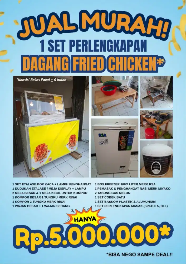 Dijual satu set peralatan fried chicken