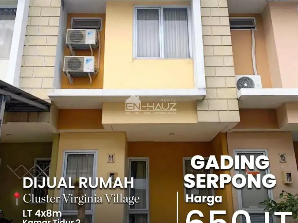(MT) DI JUAL RUMAH CLUSTER VIRGINIA VILLAGE, GADING SERPONG