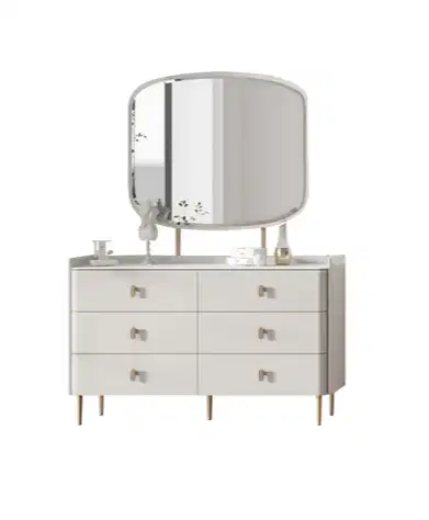 Informa Charlize Meja Rias 6 Laci Dengan Cermin Taupe Furniture