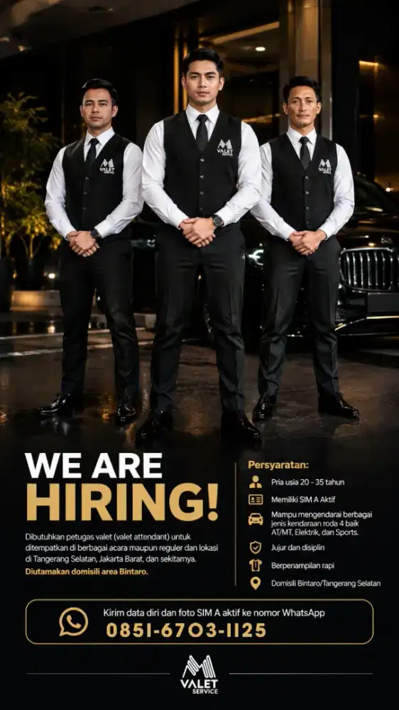 WE ARE HIRING: VALET ATTENDANT