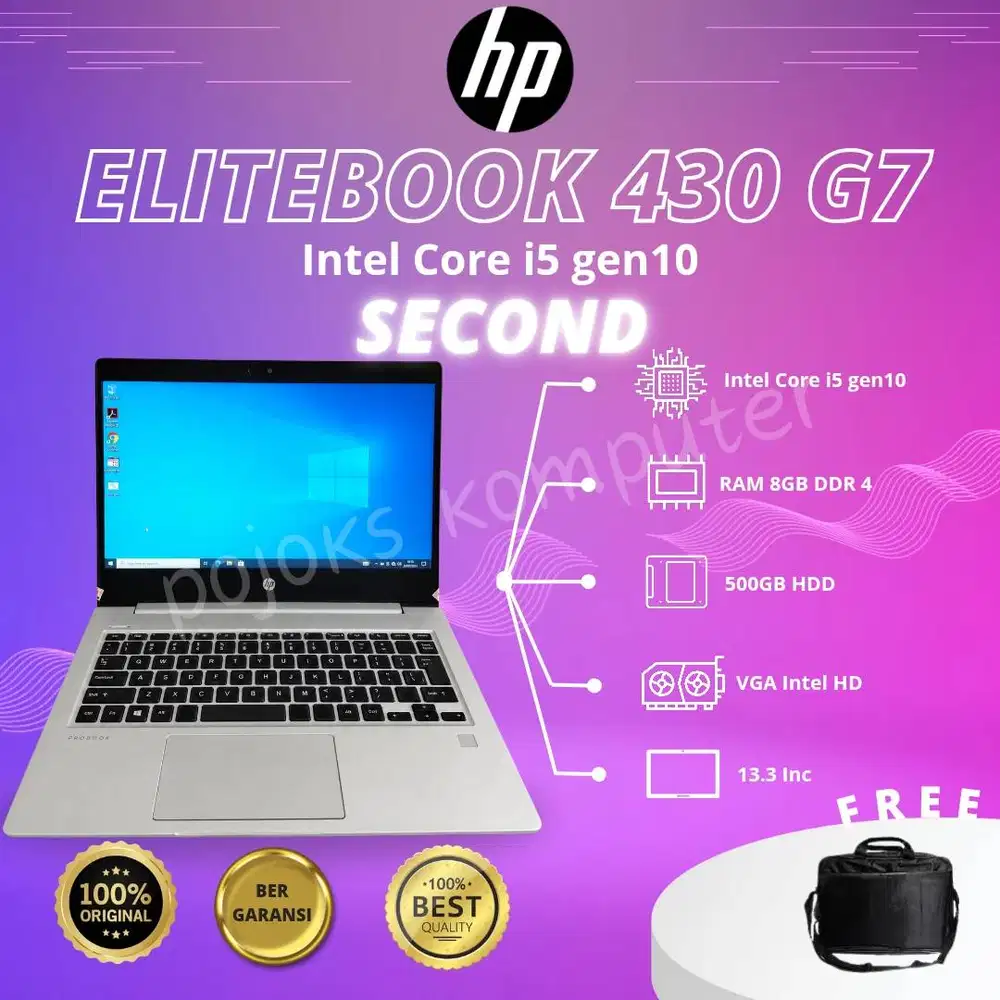 LAPTOP HP PROBOOK 430 G7 Core i5 Gen 10 8GB DDR4 500GB HDD  NB SECOND
