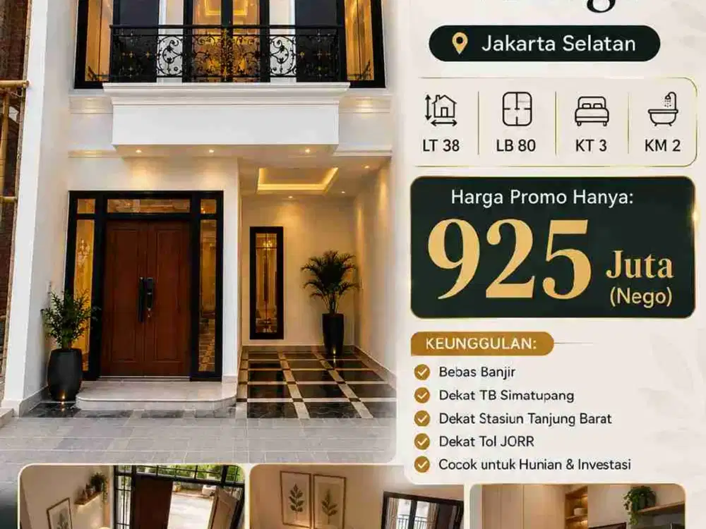 Jual Rumah di Kebagusan Pasar Minggu Jakarta Selatan Akses Mobil Harga 900 Jutaan