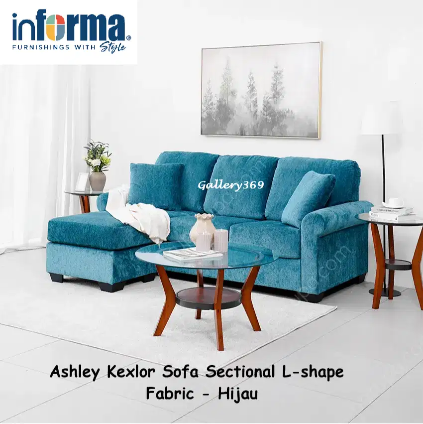 INFORMA Ashley Kexlor Sofa Sectional L-shape Fabric Hijau