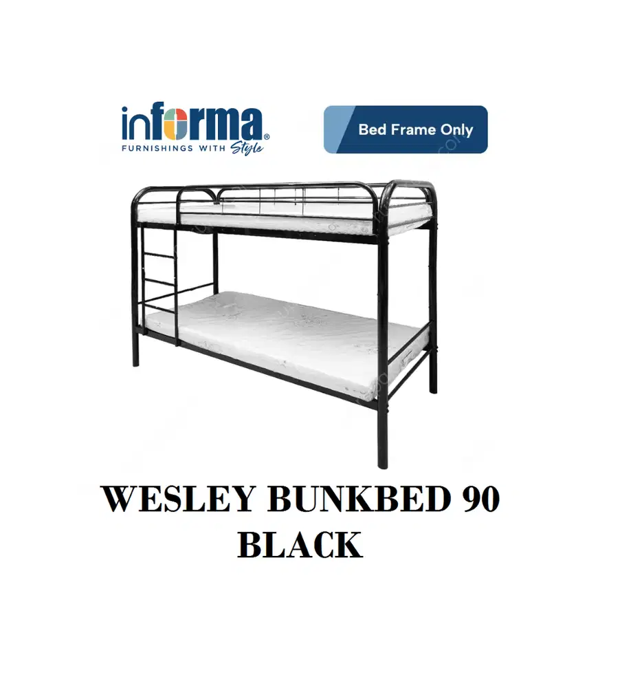 Informa Ranjang Tingkat Wesley 90x200 Cm Bunkbed Anak Hitam Frame Meta