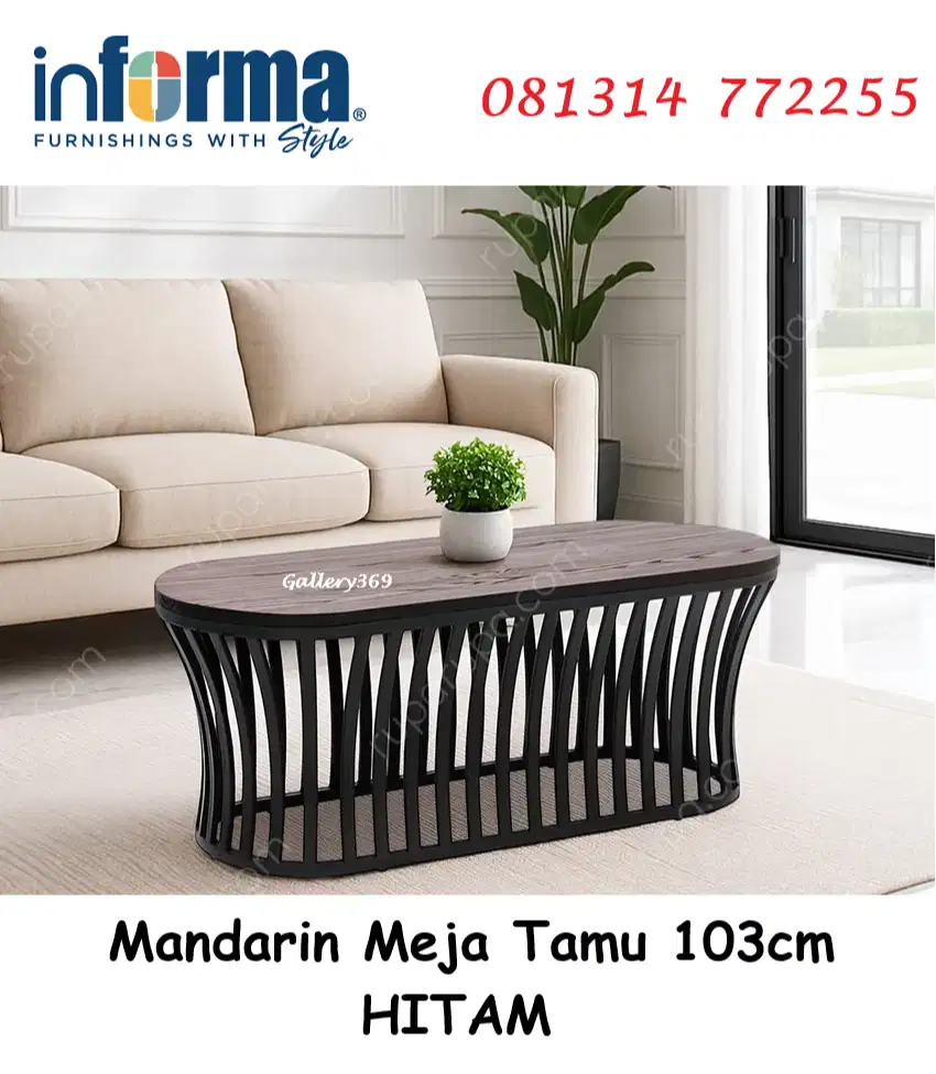 Informa Mandarin Meja Tamu Hitam 103x52x42cm - Furniture Modern Kayu