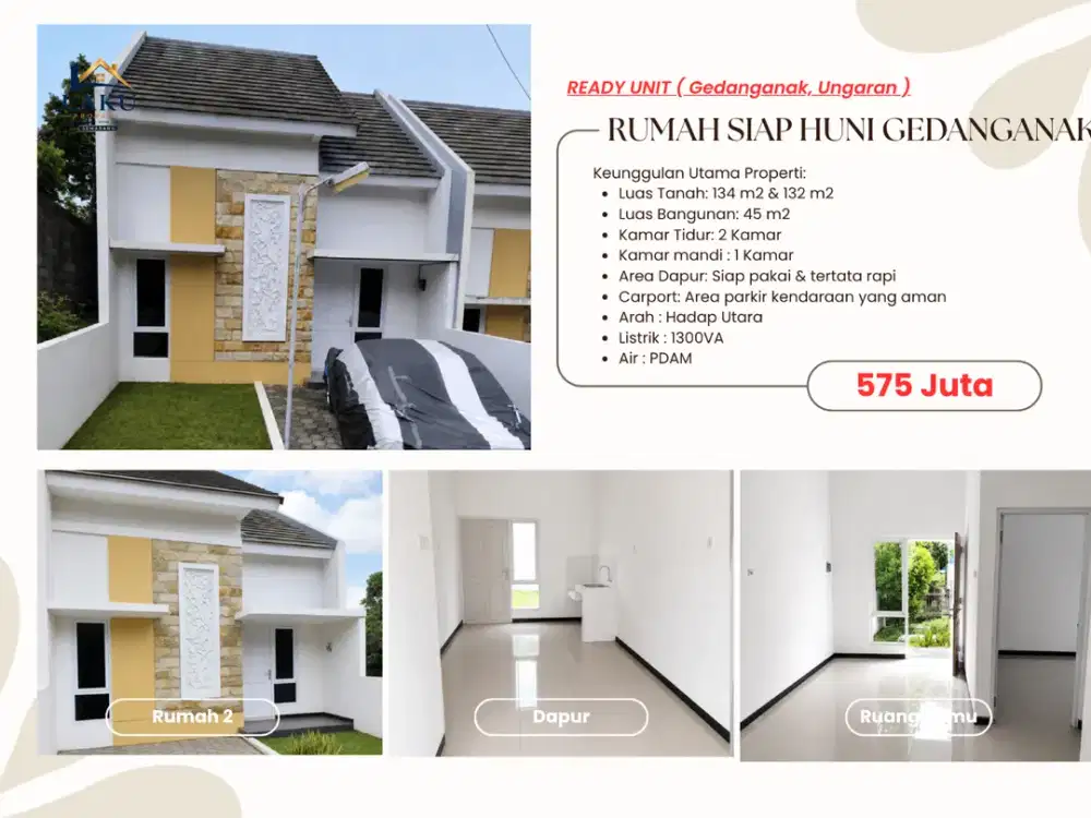 Rumah Baru Gedanganak Ungaran, Tanah Lega 134m² Siap Huni
