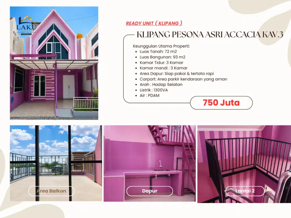 Rumah Unik Sendangmulyo Luas 72 M², 3 kamar Tidur & 3 Kamar Mandi Siap Huni